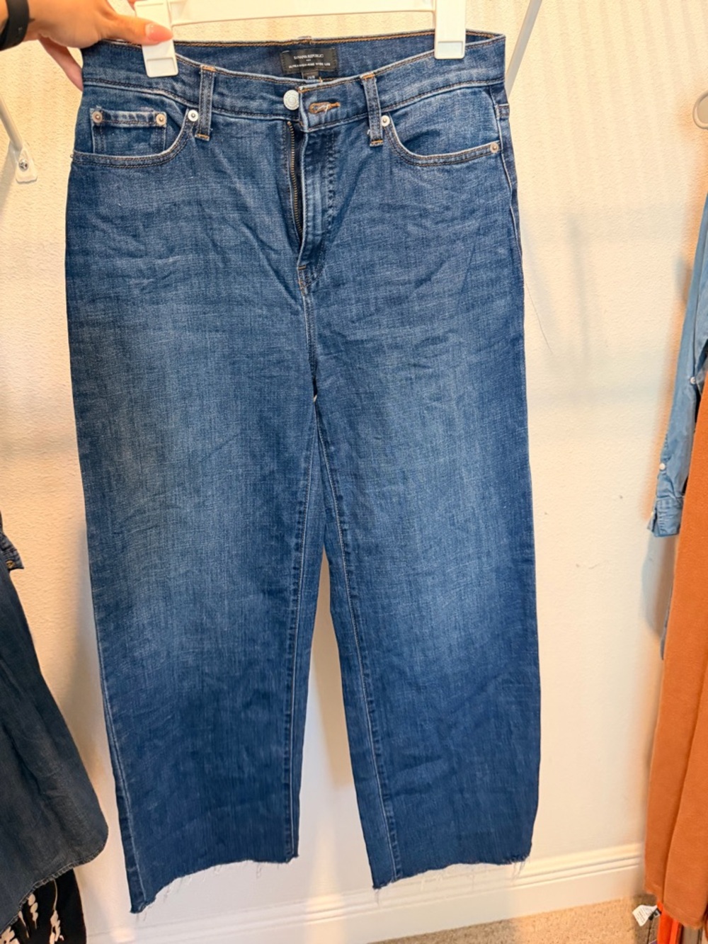 Banana Republic High-Rise Wide-Leg Jeans in Medium Blue